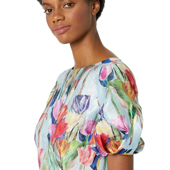 MILLY Bennet Metallic Tulip Top - Picture 3 of 6